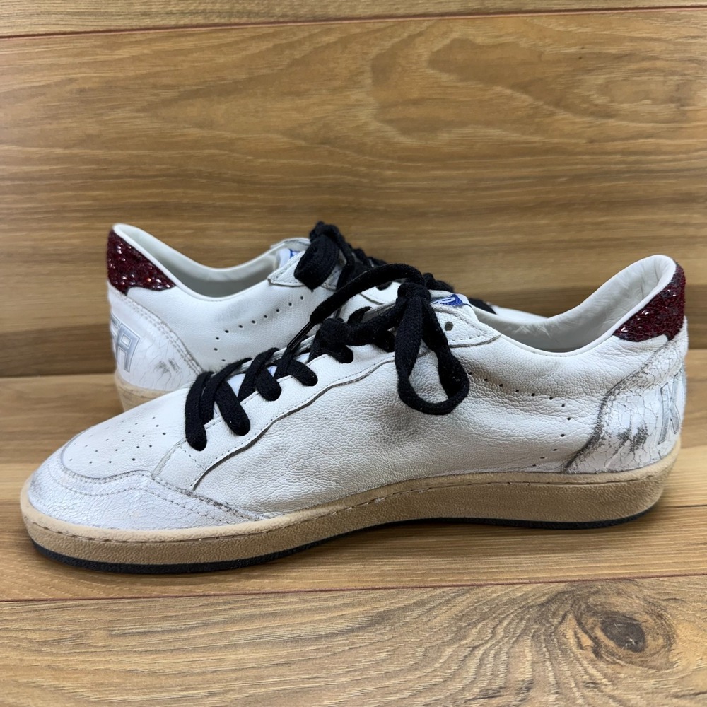 Golden Goose Ball Star Low Top Sneakers Womens 10 EU 40 Burgundy Glitter Preppy - Picture 6 of 16